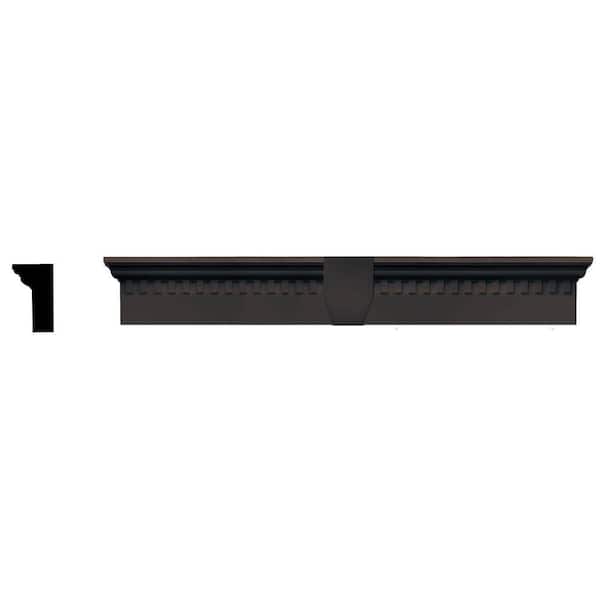 Builders Edge 2-5/8 in. x 6 in. x 43-5/8 in. Composite Classic Dentil Window Header with Keystone in 010 Musket Brown