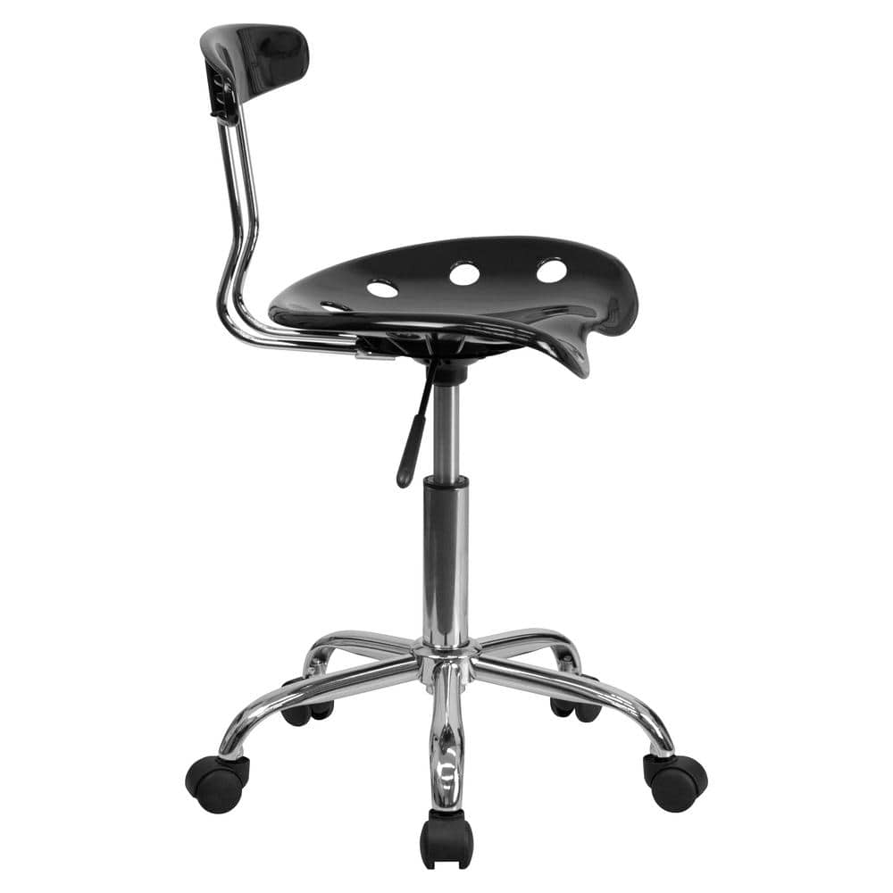 Ergonomic Swivel Black Metal Armless Task Chair with Tractor Seat