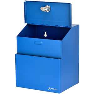 Wall Mountable Steel Locking Suggestion Box, Blue (2-Pack)