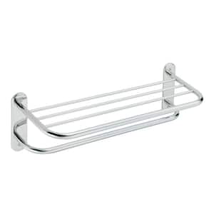 Hotel 24 in. W Towel Shelf with Towel Bar in Polished Stainless Steel