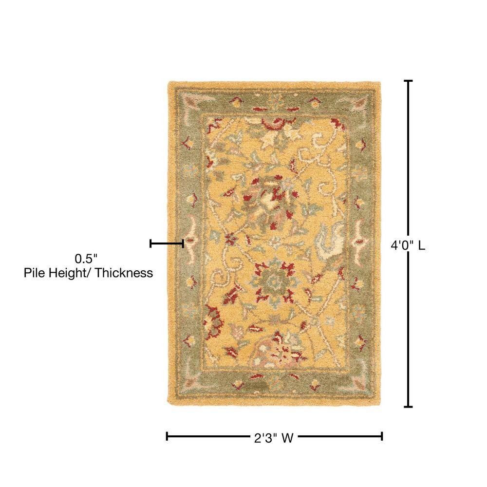 Gold and Gray Handmade Wool Tufted Area Rug, 2'3" x 4'