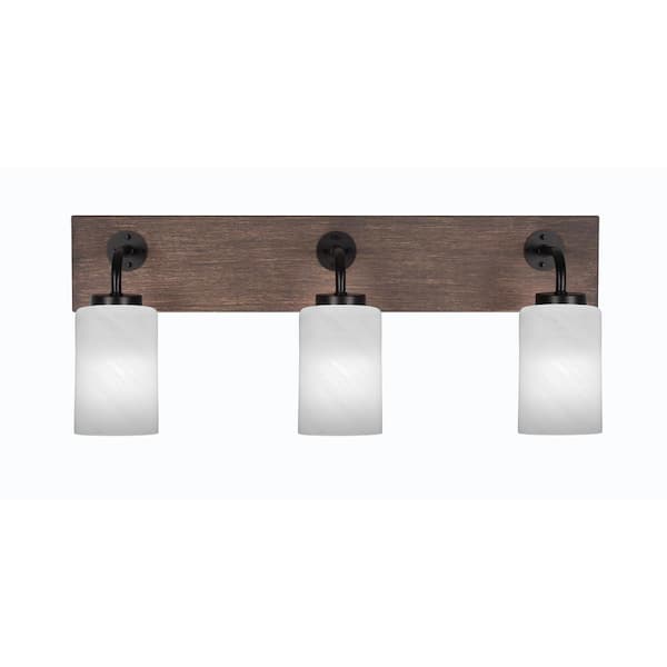 Unbranded Kirby 26 in. 3-Light Matte Black and Painted Distressed Wood-look Metal Vanity Light