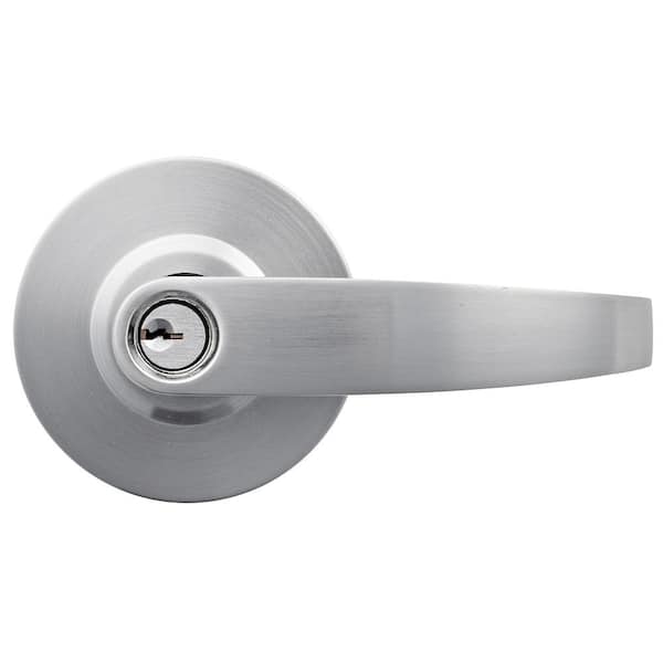 Universal Hardware Commercial 2-3/4 in. Satin Chrome Heavy Duty Industrial Vandal Resistant Curved Keyed Entry Door Lever