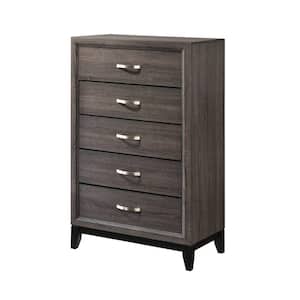 31.1 in. Gray 5-Drawer Chest of Drawers