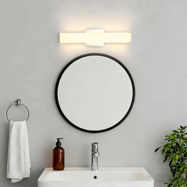 24 in. 1-Light 20W White Integrated LED Vanity Light, Modern Bathroom Wall Sconce Light Bar for Mirror and Makeup