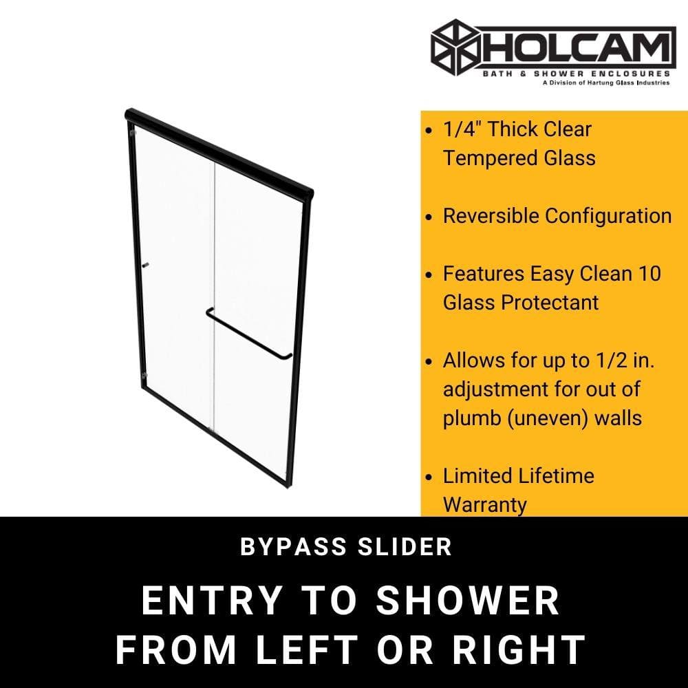 Distinctive 60" Chrome Semi-Frameless Sliding Tub Door with Clear Glass