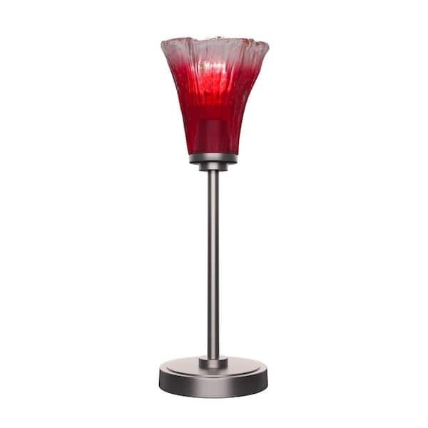 Quincy 18.75 in. Graphite Accent Lamp with Raspberry Crystal Glass ...