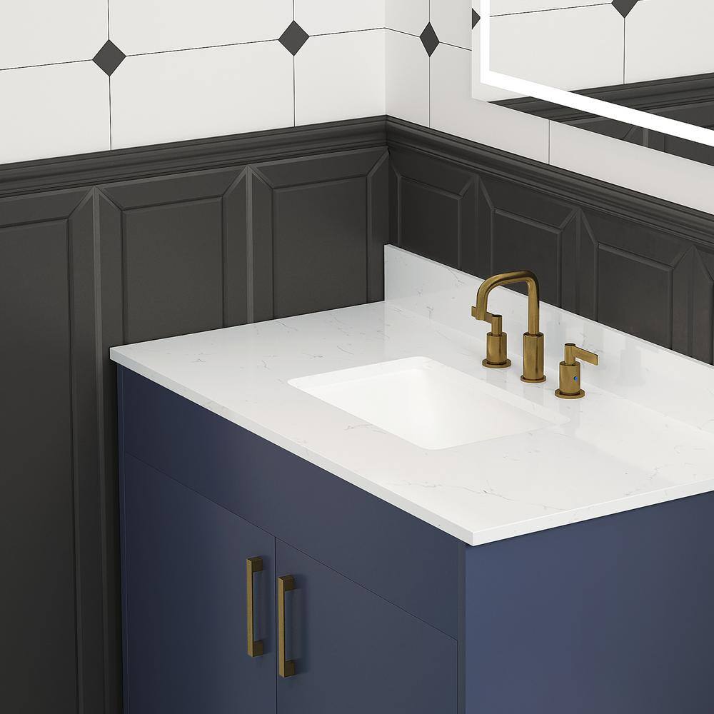 Bianco Bella 37" White Quartz Undermount Single Sink Vanity Top