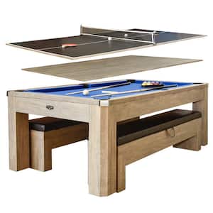 Newport 84 in. Pool Table Combo Set with Benches in Rustic Gray