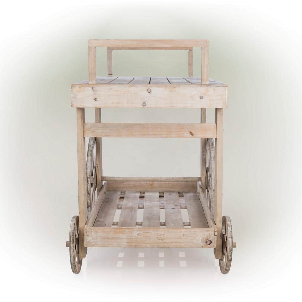 Rustic Multi-Color Wooden Garden Cart Display with Wheels