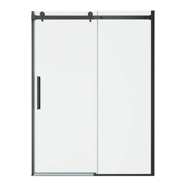 American Standard Passage 60 in. W x 72 in. H Sliding Semi-Frameless Shower Door in Matte Black with Clear Glass