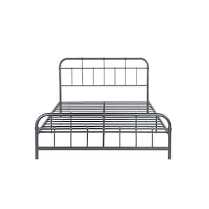 Berthoud Industrial Queen-Size Charcoal Gray Iron Bed Frame