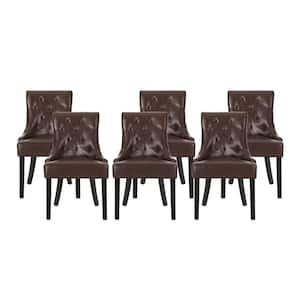 Will Dark Brown Tufted Faux Leather Dining Chair (Set of 6)