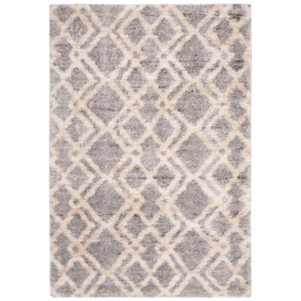 Berber Shag Gray/Cream 6 ft. x 9 ft. Multi-Diamond Geometric Area Rug price history on PriceWatchPro