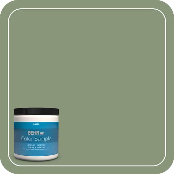 BEHR PREMIUM PLUS 8 oz. #S390-5 Laurel Tree Satin Enamel Interior/Exterior Paint & Primer Color Sample