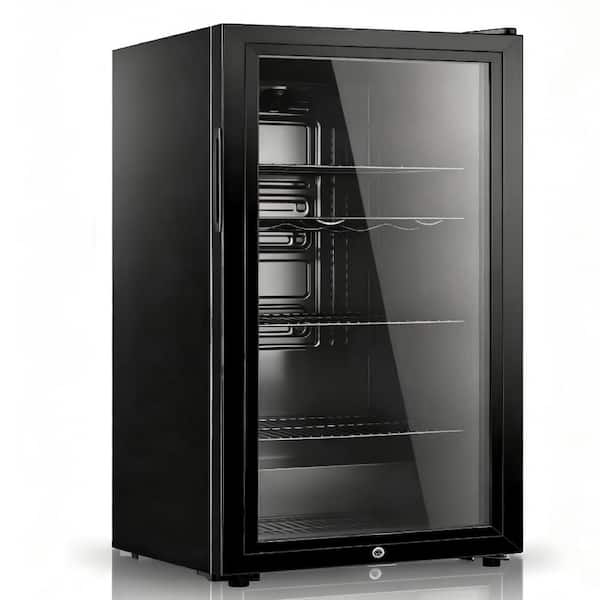 17.5 in. Beverage Refrigerator Cooler, Mini Fridge with Glass Door for Beer Soda or Wine, Perfect for Home,Bar, Office