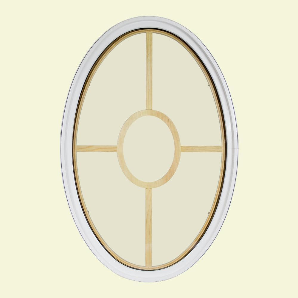 34 in. x 54 in. Oval White 6-9/16 in. Jamb 2-1/4 in. Interior Trim 5-Lite Grille Geometric Aluminum Clad Wood Window price history on PriceWatchPro