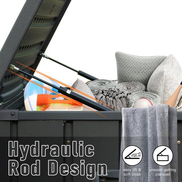 ペイ 120 Gal. Gray Steel Waterproof Storage Deck Box with Resin Lid