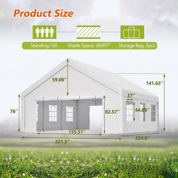 VAMOP 20 ft. x 20 ft. White Party Tent with Removable Sidewalls