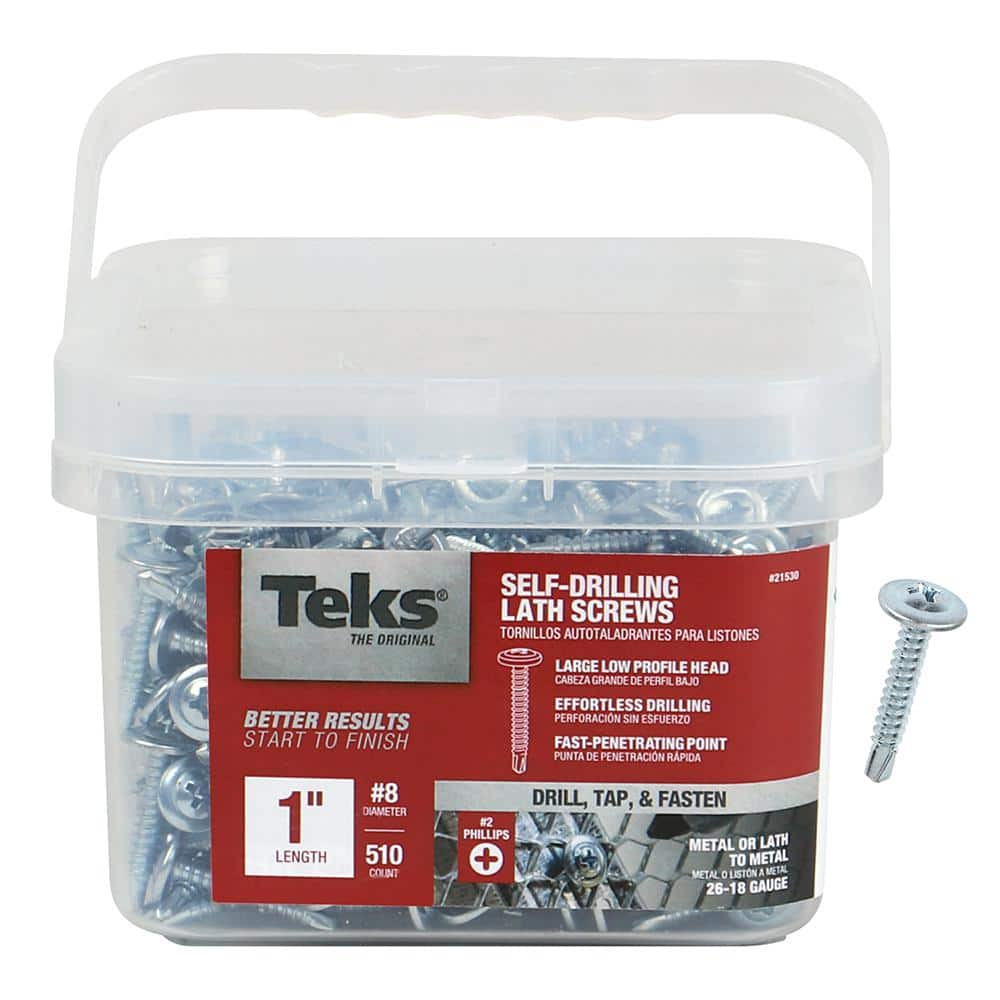 Teks 8 x 1 in. Phillips Truss Head Drill Point Lath Screws (510-Pack ...