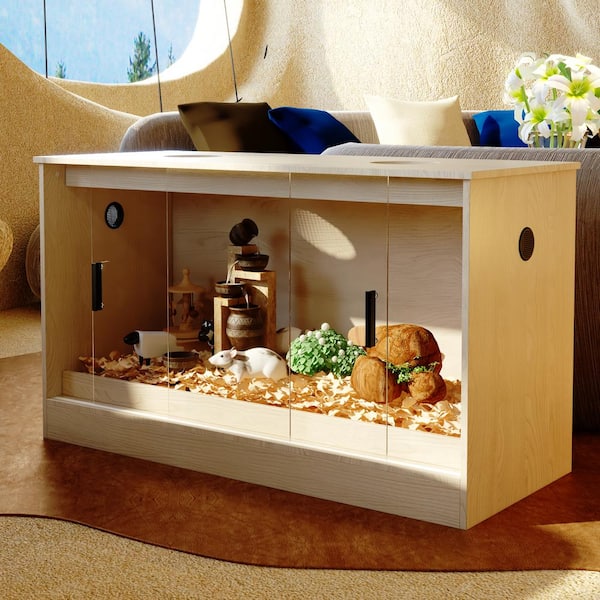 FUFU&GAGA Natural Wooden Hamster Cage Small Animal Habitats/House