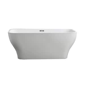 Novara 59.04 in. Acrylic Flatbottom Non-Whirlpool Freestanding Bathtub in Glossy White