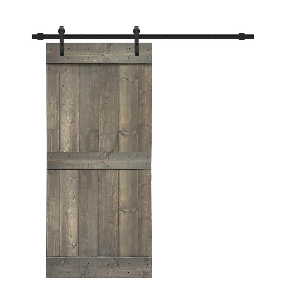 CALHOME Mid-Bar Series 36 in. x 84 in. Solid Weather Gray Stained Pine