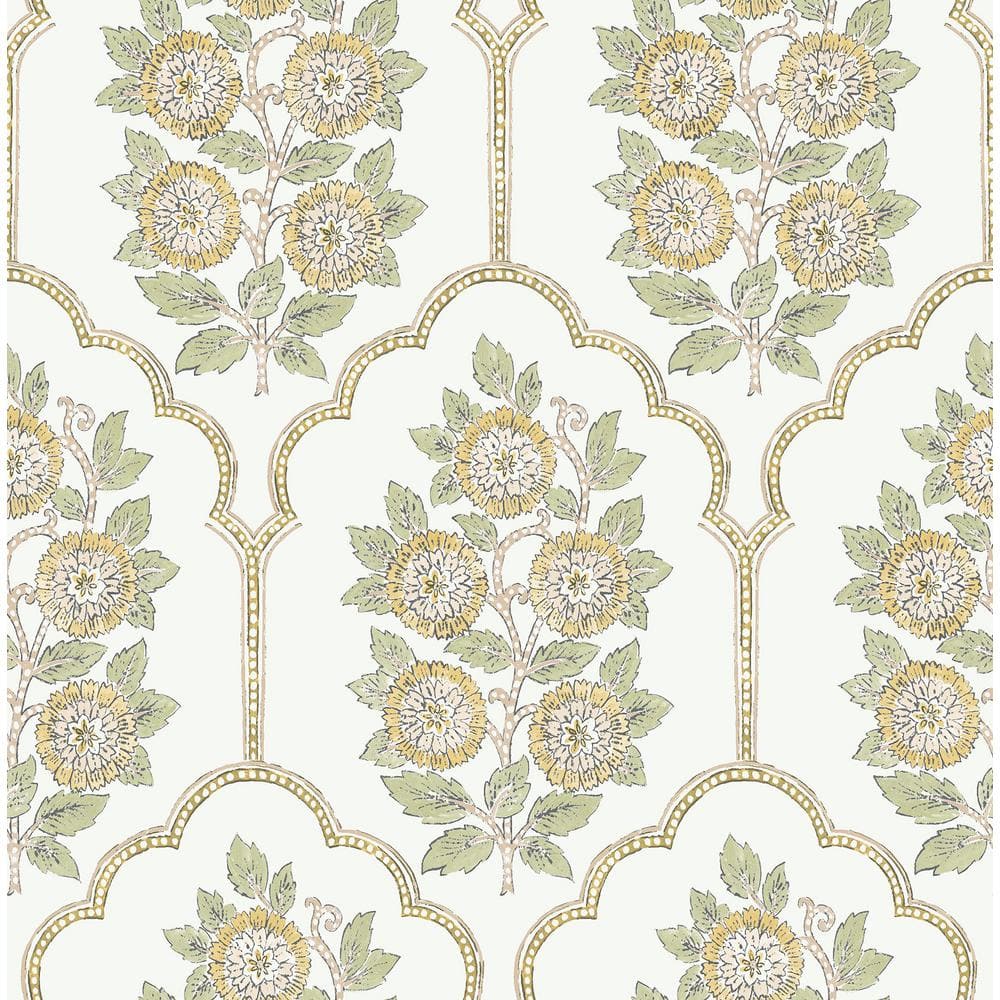 SOCIETY SOCIAL Floral Bazaar Yellow Ochre Peel and Stick