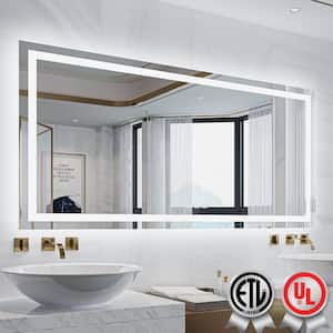 78 in. W x 36 in. H Rectangular Frameless Wall Bathroom Vanity Mirror with Backlit and Front Light
