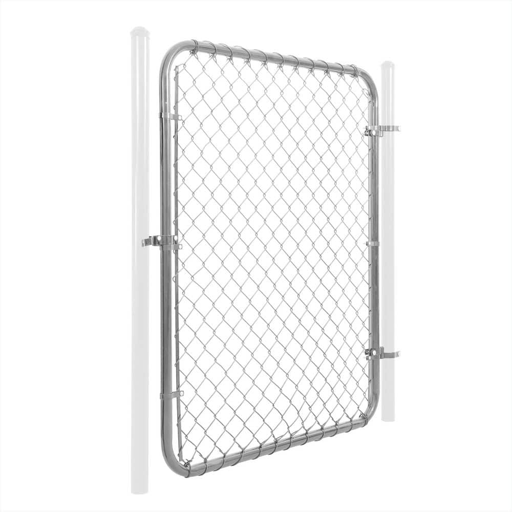 Fencer Wire 4 ft. W x 5 ft. H Silver Galvanized Chain Link Fence Gate