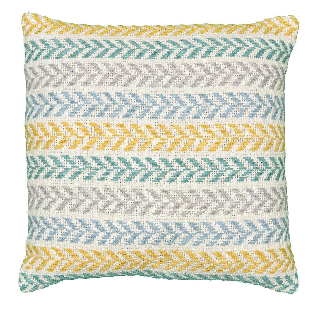 Altair Emerald City Chevron Cotton Throw Pillow - Yellow and Green