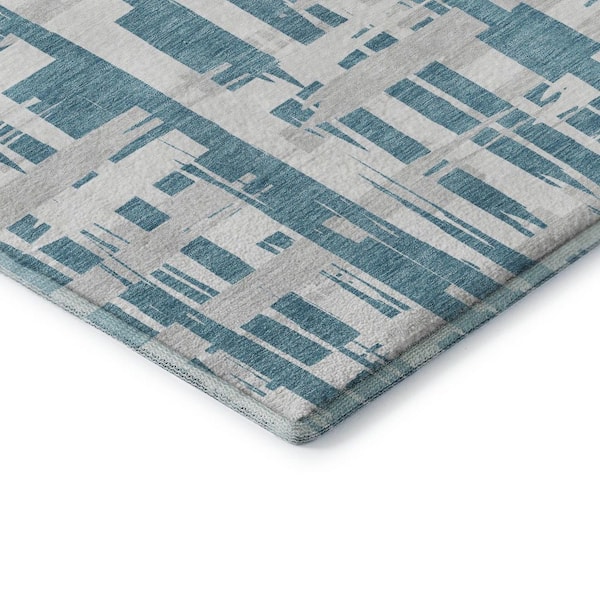 Mayfield Premium Machine Washable Abstract AMF1849 Teal 5 ft. x 7 ft. 6 in. Area Rug