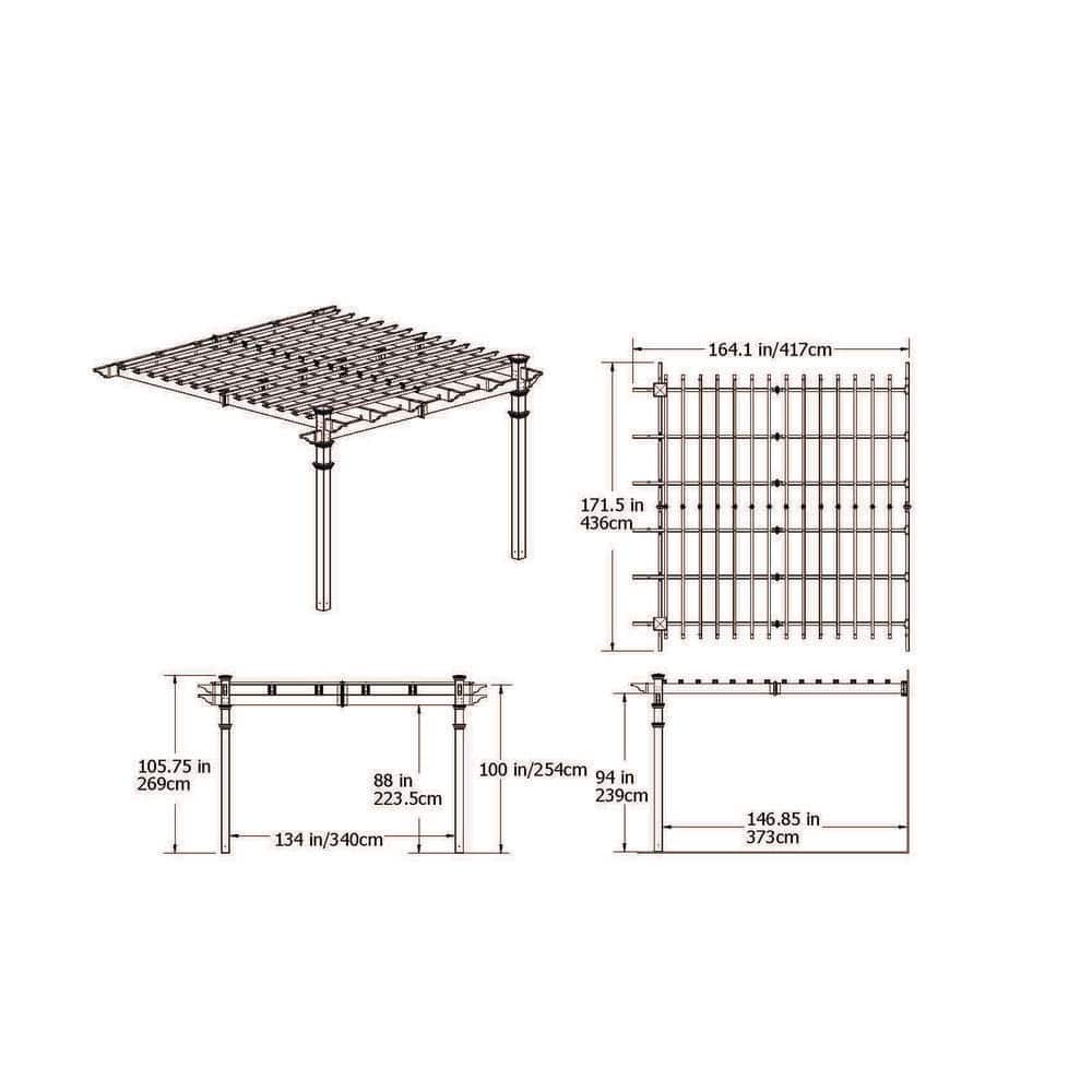 Freemont 12' x 12' White Vinyl Pergola with Flat Canopy