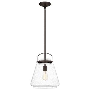 Stella 1-Light Western Bronze Mini Pendant with Clear Seeded Glass