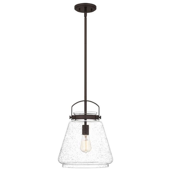 Quoizel Stella 1-Light Western Bronze Mini Pendant with Clear Seeded Glass