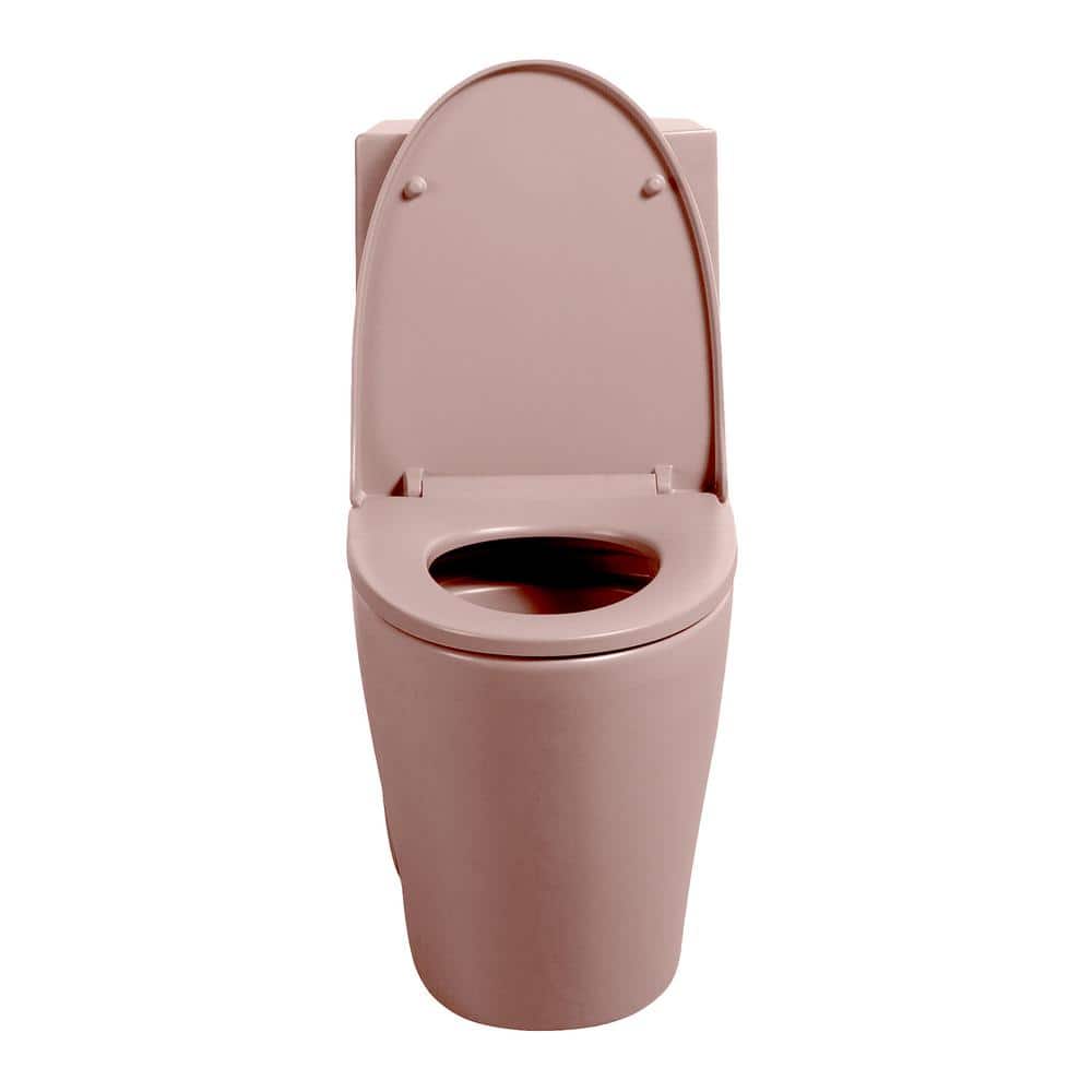 Matte Pink Elongated Dual Flush One-Piece Toilet