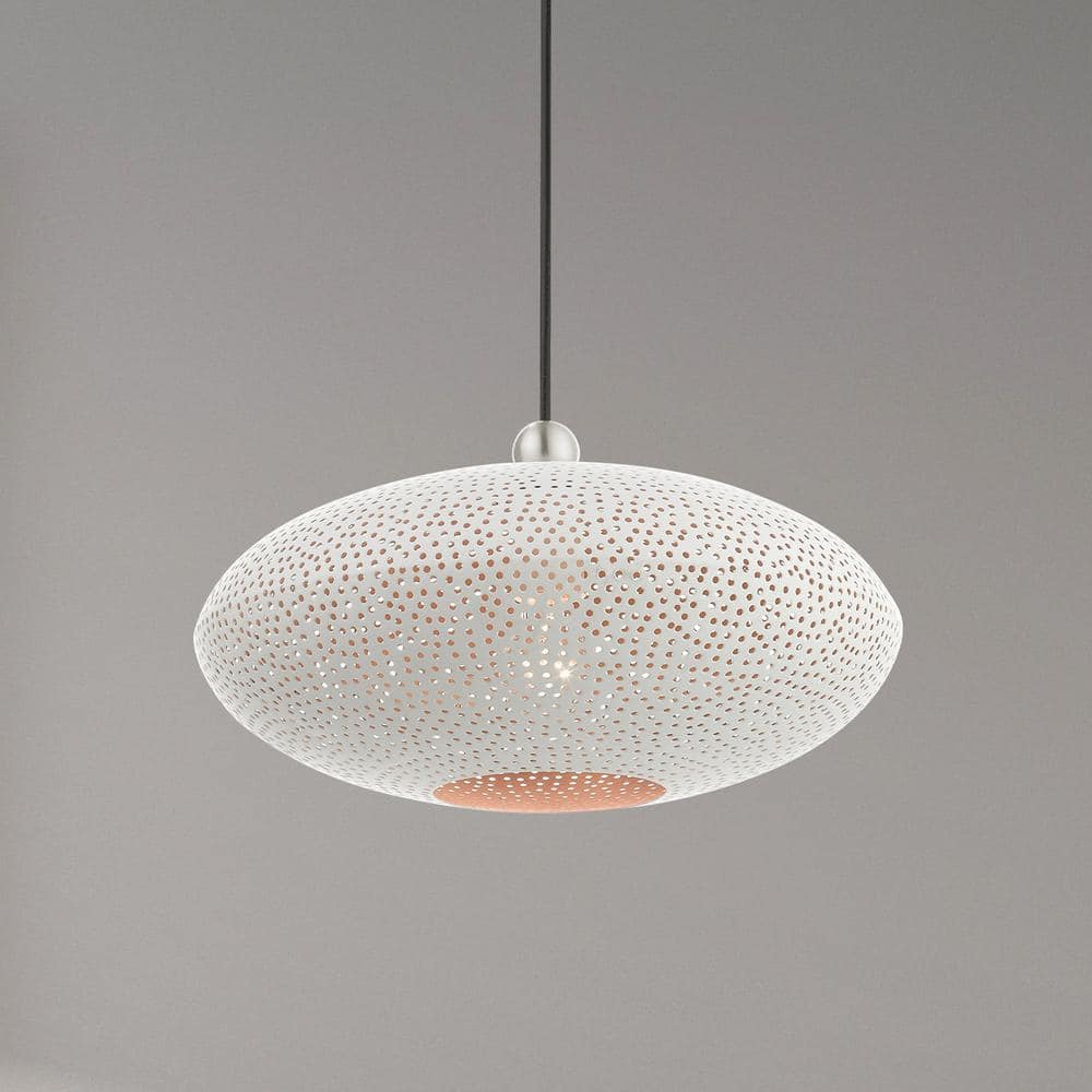 White Brushed Nickel Crystal LED Globe Pendant Light