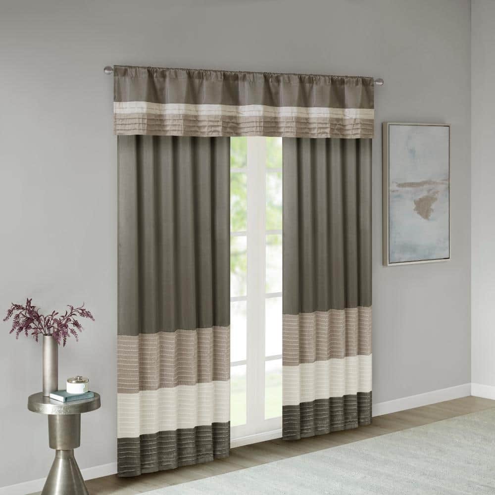 Natural Polyoni Pintuck Window Valance with Rod Pocket