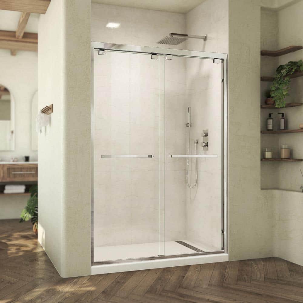 Abbey 50 in. Frameless Chrome Sliding Shower Door