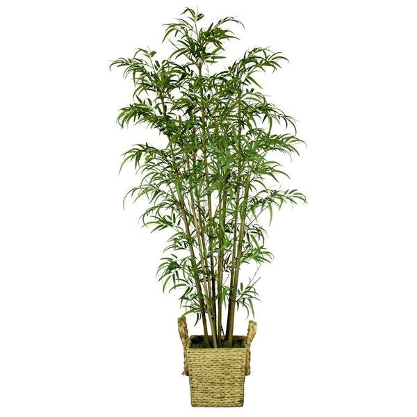 Laura Ashley 6 ft. Tall Realistic Silk Bamboo Tree with Wicker Basket Planter