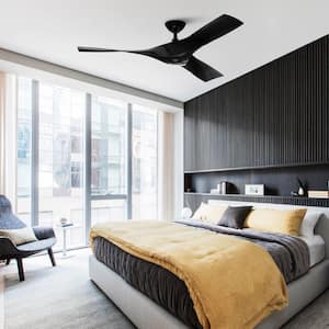 52 in. Indoor Black Ceiling Fan with Remote and DC Motor Included, Six speeds for Bedroom or Living Room