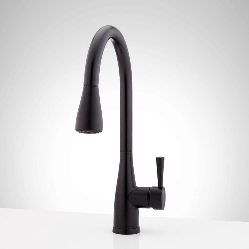 SIGNATURE HARDWARE Calverton Single Handle Pull Down Sprayer Kitchen   Matte Black Signature Hardware Pull Down Kitchen Faucets 457065 64 1000 