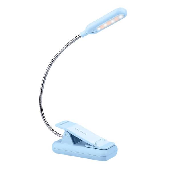 Classic 3.7-Volt 50 Lumen Integrated LED Reading Clamp Work Light Battery Operated 3.94 in. Tool Only in Light Blue
