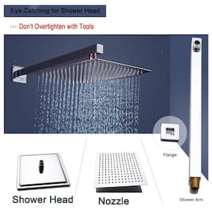 2-Handle 3-Spray Tub and Shower Faucet Combo Set with 10 in. Rain Shower Head in Matte Black (Valve Included)
