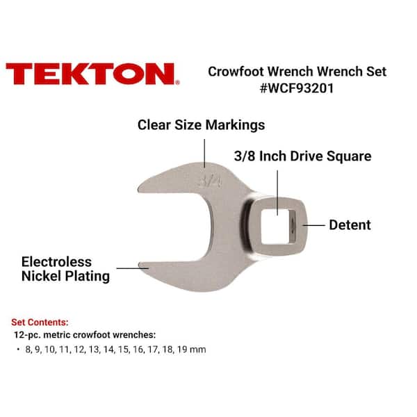 8 mm-19 mm 3/8 in. Drive Crowfoot Wrench Set (12-Piece)