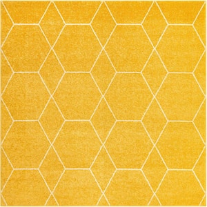 Trellis Frieze Geometric Yellow 6 ft. x 6 ft. Area Rug