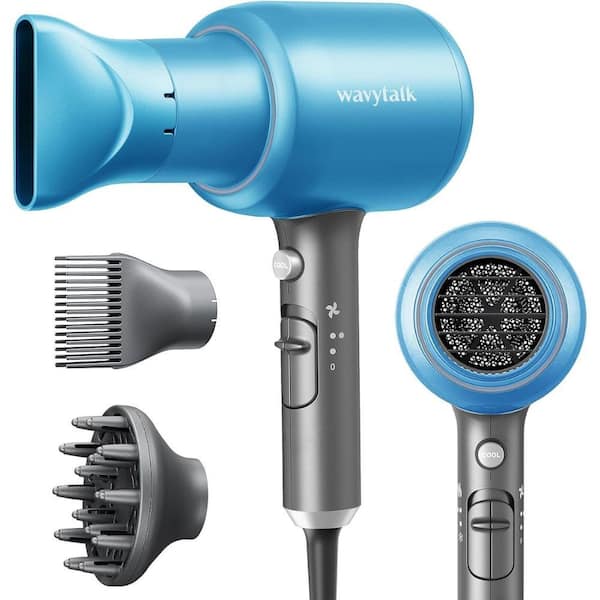 Adrinfly 1875-Watt Professional Salon Hair Dryer with Diffuser Concentrator Nozzle in Elemental Blue