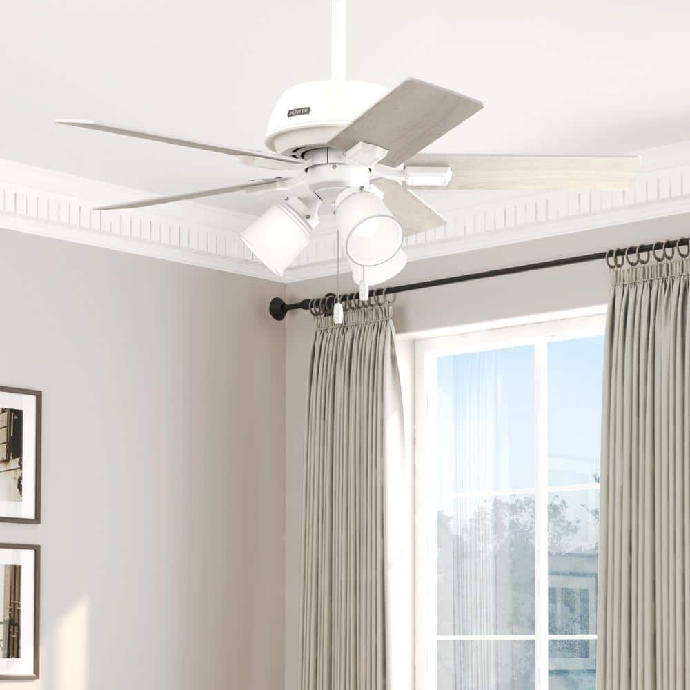 Hunter Crystal Peak 44 in. Indoor Matte White Ceiling Fan with