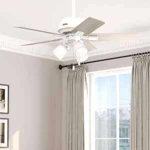 Crystal Peak 44 in. Indoor Matte White Ceiling Fan with Light Kit Included