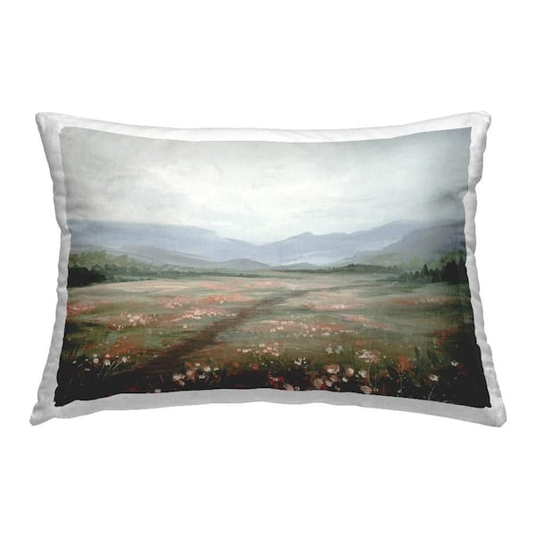 Stupell Industries Path Through Rolling Meadow Grey Print Polyester 14 in. X 20in. Throw Pillow
